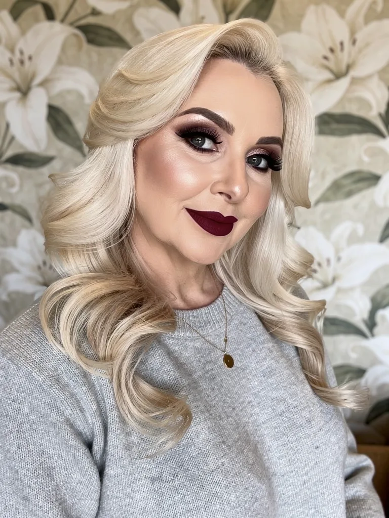 Layered Curls in Radiant Platinum Blonde